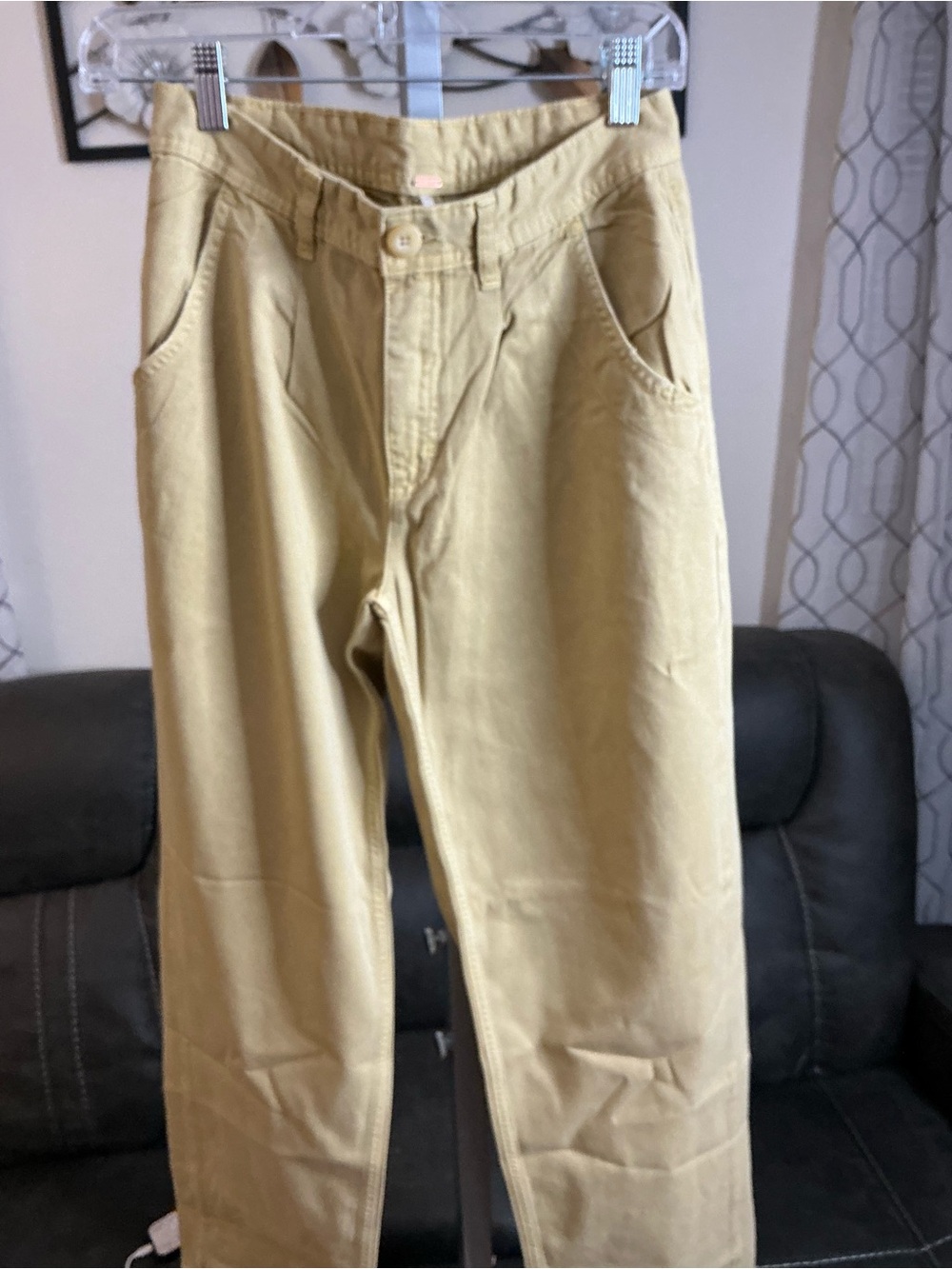 Free People Khaki Straight-Leg Chinos